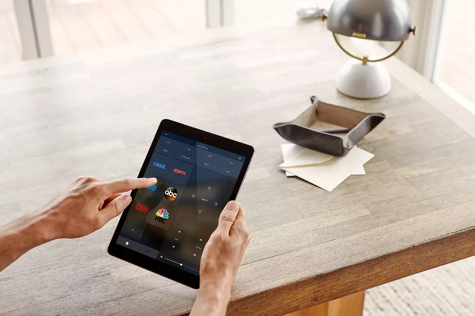 Savant app on tablet custom home office