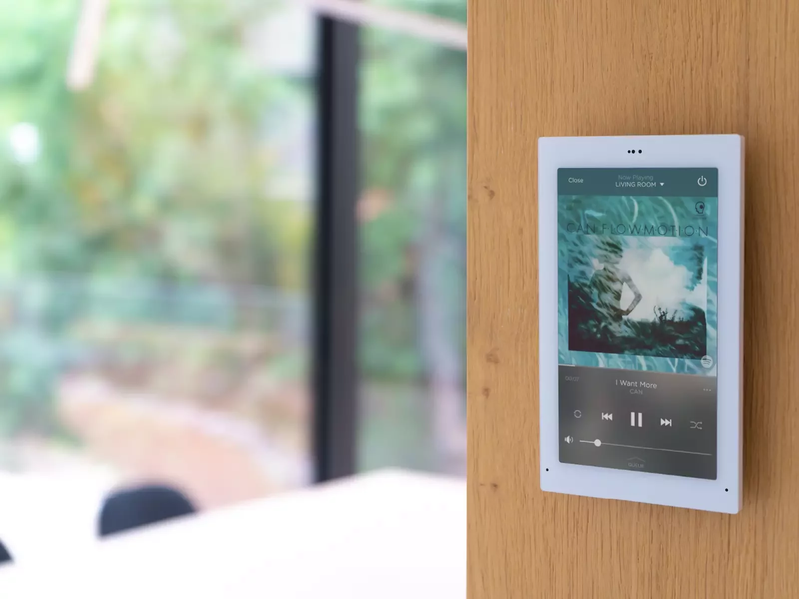Savant touch panel on wood